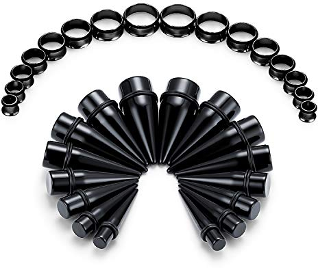 FECTAS 32stk Acryl Ohr Dehnstab Set Edelstahl Ohr Tunnel Plug Expander Ohr Dehnung Piercing Schmuck 6-20mm