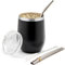 BALIBETOV Set Mate Argentino para Yerba Mate - Kit Mate de Vaso para Mate Pared Doble de Acero Inoxidable 18/8 - Incluye Dos Bombilla Mate y un Cepillo para Limpiar la Bombilla (Negro, 355 ml)