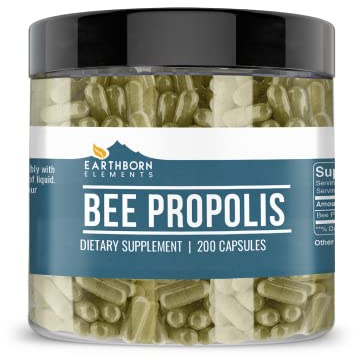 Earthborn Elements Bee Propolis (200 Capsules) Pure & Natural, Gluten-Free & Non-GMO
