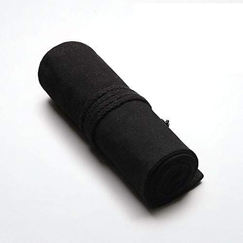 Estuche enrollable de tela negro con 12-72 agujeros para lápices, bolígrafos o pinceles, regalo ideal para estudiantes y adultos