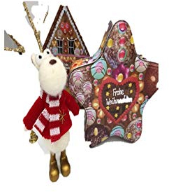 keks Keksdose Plätzchendose Weihnachtsdose Metalldosen 2er Set Hexenhaus Lebkuchenstern Plus Deko-Figur Rentier