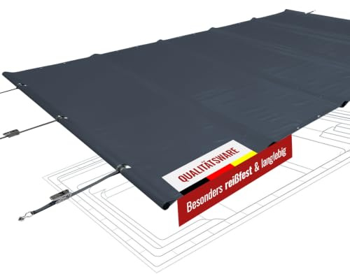 ANKO PLANEN Poolöverdrag med rullskydd för maximal säkerhet - 680 g/m² PVC-lastbilsduk - året-runt-överdrag för sommar och vinter - utan stänger (4m x 8m, Antracit RAL7016)
