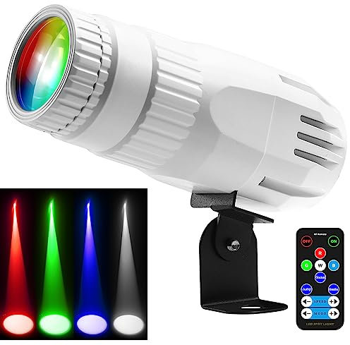 Luce Pinspot,Luce Czgor per palla da discoteca 15W RGBW 4 in 1 luce palla a specchio con telecomando LED Pin Light Luce spot per palla da discoteca per feste Disco Club Bar Matrimonio