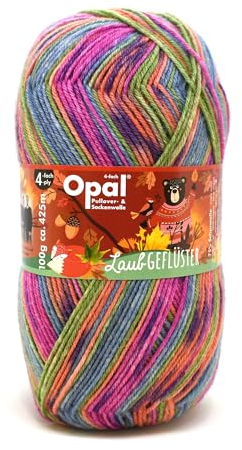 Opal Laine pour pull/chaussettes « Laubgeflüster », 4 brins, 100 g/425 m, 75 % laine vierge, 25 % polyamide, NS 2-3, (11254 musique)