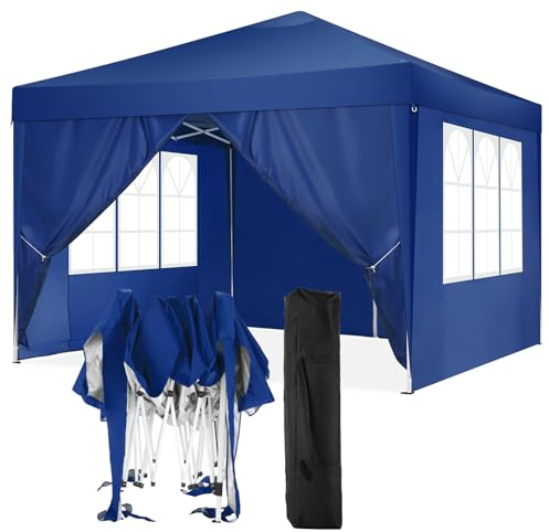 COBIZI Pavillon 3x3 Faltpavillon Wasserdicht Stabil Winterfest Faltbar Partyzelt mit 4 Seitenteilen Pop up Gartenpavillon UV Schutz 50+ Höhenverstellbar für Strand Hochzeit Camping, Navy Blau