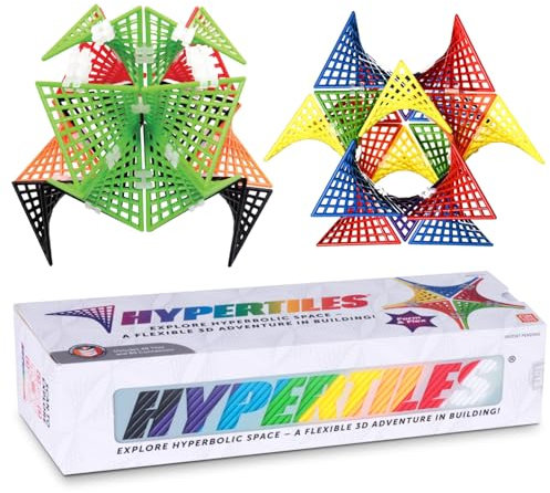 Hypertile Hyperbolisches Konstruktionsspielzeug - 7,6 x 7,6 cm STEM 3D-Abenteuer: 48 Platten & 80 Verbinder für Logik & Kreativität - Unendliche Flexible Formen - von Fun In Motion Toys