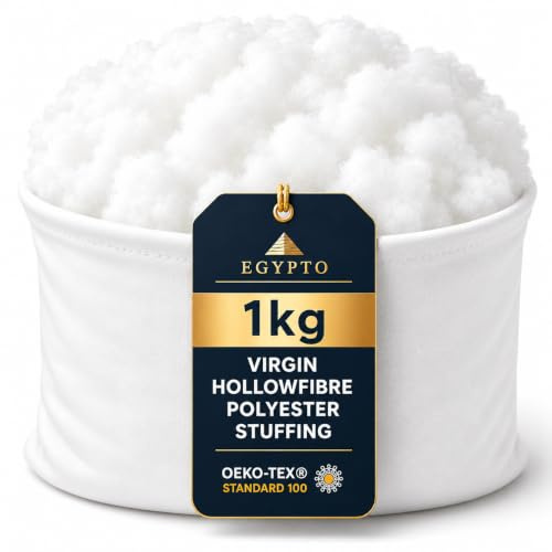 Egypto 1KG Toy Stuffing for Knitted Toys | 100% Virgin Hollowfibre | Soft, Hypoallergenic & Breathable Stuffing for Crafts, Crochet, Cushions & Pillows