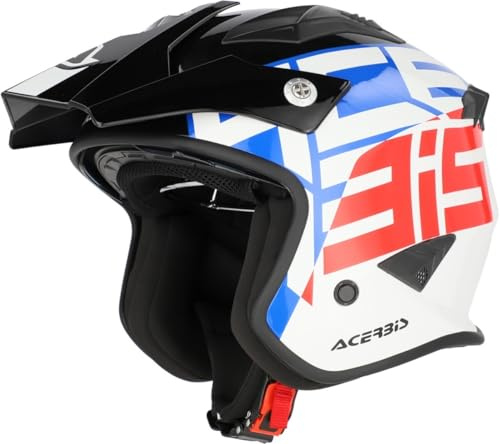 Acerbis - Casco Jet Aria Graphic - Color Blanco/Azul/Rojo - Talla XL