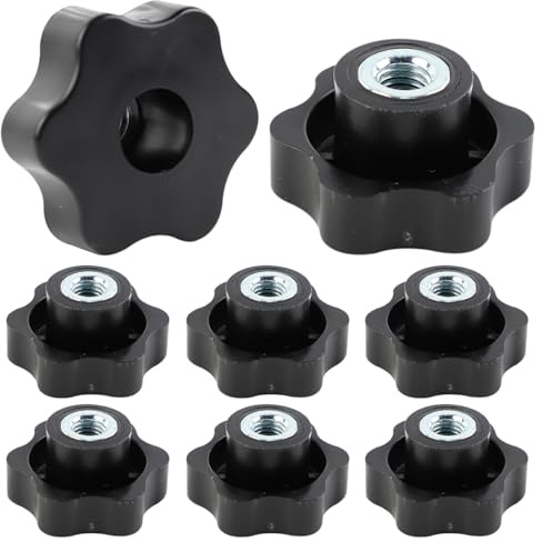 FYting Stella Testa Serraggio Dadi M10,8 Pezzi Dado Di Serraggio Nero Manopola di bloccaggio con filettatura femmina dado in plastica nera M8 per attrezzature industriali per macchinari-50mm