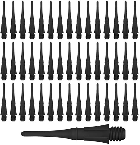 ZHIQIN 100 Pièces Pointe Flechette Plastique Embout Flechettes en Plastique Souple Fléchettes Filetage 2BA Pointes Rechange pour Pointe Flechette pour Amateurs de Jeux Flechette (Noir)