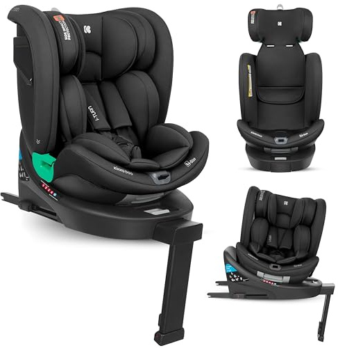 KikkaBoo Silla de Coche i-Size i-TURN, 40-150 cm, Silla Coche Bebé Grupo 0 1 2 3 ISOFIX, de 0 a 12 años, Giratoria 360°, 12 Posiciones Reposacabezas, Sistema SPS, Cojín Reductor, Negro