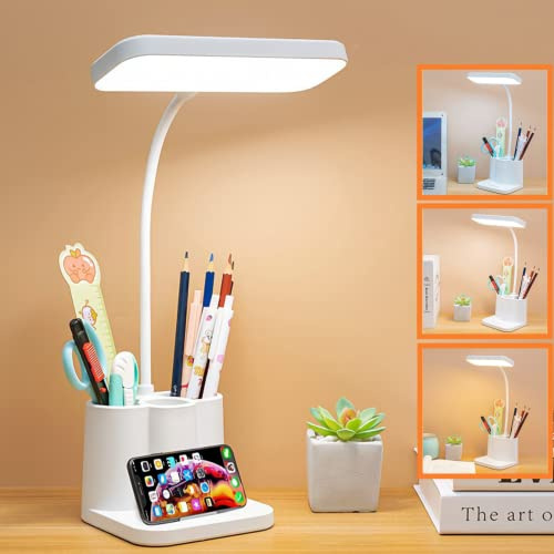 OUSDRA Flexo LED de Escritorio Antifatiga Ocular – Lámpara con 3 Modos de Luz y 8 Niveles de Brillo Regulable, Plegable con Cuello de Cisne 360° para Estudio, Oficina y Lectura