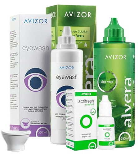 Pack Cuidado Lentillas: Eyewash 250ml Baño Ocular + Alvera 350ml Solución Única + Lacrifresh 15ml Gotas Lubricantes
