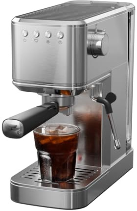JZ.CAFE Espresso Machine with Rapid Cold Brew, Hot & Iced Coffee Machine, Espresso Maker with Milk Frother Steam Wand, One Touch Control with 41oz Water Tank for Latte, Cappuccino, Gift