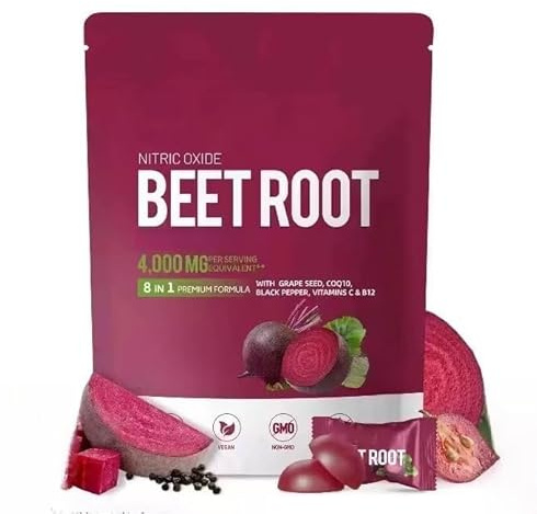 Remolacha 8 en 1 Premium Energy: extracto de remolacha, extracto de semilla de uva, extracto de pimienta negra, vitaminas C y B12