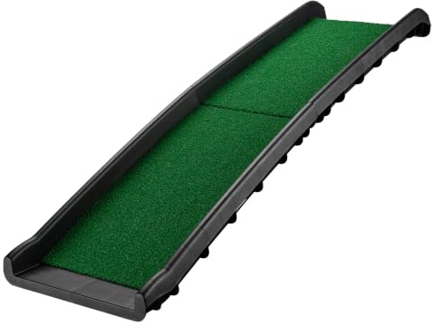 Wiltec Rampe pour Chien 155 x 40 cm, 90 kg, Pliable, Gazon synthétique antidérapant, Rampe antidérapante pour Chiens, Aide à l'accès Pliable en PP pour Voiture, SUV et Pick-up