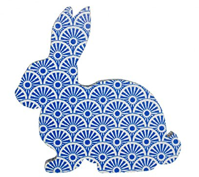 Miniblings Lapin lièvre Broche Bois Pâques Lapin lièvre Bleu foncé - Bijoux à la Mode Main I Bouton Pin Pins