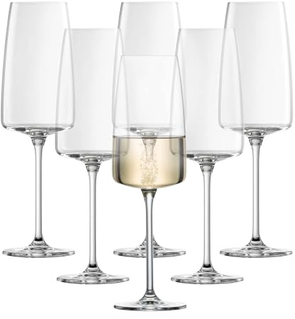 ZWIESEL GLAS Sensa Sparkling Wine Glass (Set of 6), Champagne Glasses with Effervescent Point, Dishwasher-Safe Tritan Crystal Glasses, Made in Germany (13 Ounce)