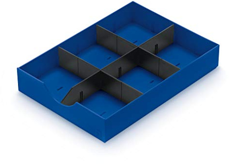 Styro system drawer for styrodoc sorting station, blue with 1 longitudinal and 2 crossbars in black, material: 1 piece (268-405.35)