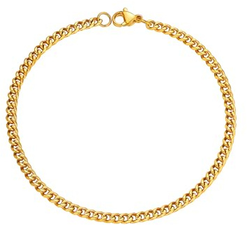 PROSTEEL Herren Armband Klassische Panzerkette 3,5/6/9/12mm 21cm kubanische Gliederkette Armband Herren Hip-Hop Armkette ModeSchmuck Accessoire für Männer Frauen Edelstahl/18k vergoldet