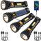 Solar LED Taschenlampe, USB Wiederaufladbar Solar Torch, LED Taschenlampe mit 3 Modi, LED Stroboskop Wasserdicht Taschenlampe, Taschenlampen Lampe Ideal Für Angeln, Notfall, Outdoor (4 packs)