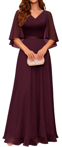 DRESSTELLS Señoras Vestidos de Noche Elegante para la Boda Vestidos Formales para Señoras Boda Borgoña XL