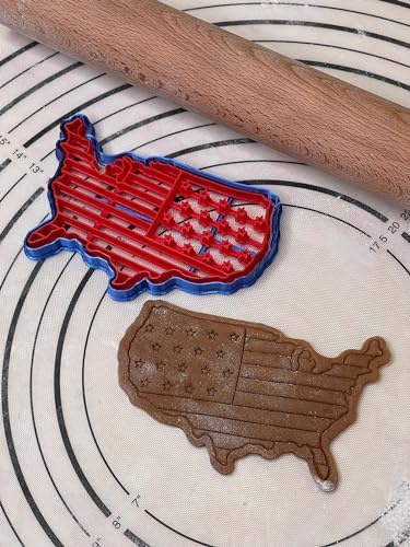 USA Map Flag Cookie Cutter & Mold 3.2” Produced by 3D Kitchen Art