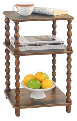 Fultyle Side Table, Small End Table with Storage Shelf, Modern Bedside Table Night Stand for Living Room, Bedroom, Office and Small Spaces (Rustic Brown)