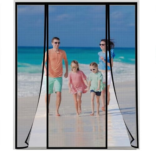 Mosquitera para puerta 205x260cm Negro Mosquitera antiinsectos para puerta sin perforar para pasillos, puertas de patio