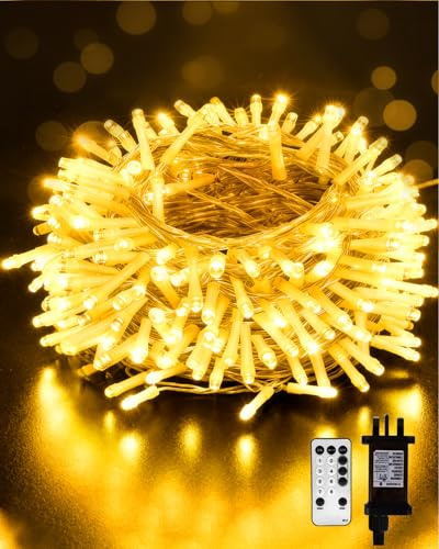 Opard Fairy Lights Plug-in 10M 100 LEDs, Christmas Tree Lights Indoor, 8 Lighting Modes, Mains Powered String Lights, Timer, Memory Function, Dimmable Indoor Outdoor Decorations (Warm White)