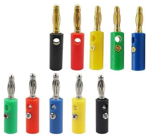 10 stycken guldförnicklade bananhögtalare skruvplugg audiganslutningar mops 4 mm (guldpläterad gul)