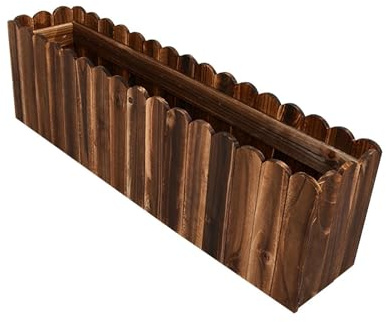 Allayu Vaso da fiori in legno per piantare in giardino, elegante fioriera legno massello per balconi, scatola per esterni, balcone, fioriera rettangolare, contenitore per fiori, legna, Grande