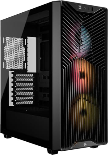 CORSAIR 3200D RS ARGB Mid-Tower PC Case – 3X RS120 ARGB PWM Fans Included, GPU Anti-sag Stabilization Arm, ASUS BTF, MSI Project Zero, Gigabyte Project Stealth – Black