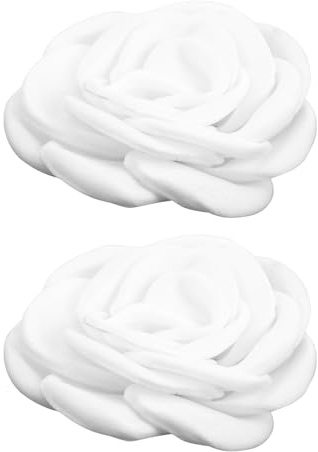 SUPVOX Fermaglio per Scarpe a Forma di Fiore Camellia in Stoffa Bianca 6 Cm, Coppia di Fibbie Creative Fai da Te per Decorazioni Scarpe Eleganti per Feste e Foto di Strada
