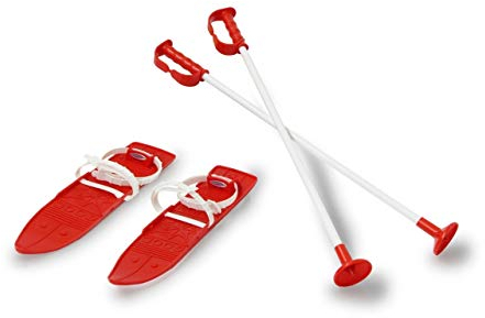 JAMARA 460377 - Snow Play Ski Alpin 1st Step 40cm - aerodynamische Bauweise, Skistöcke 40cm, extra sichere Befestigungsschlaufen, Anti Rutsch Oberfläche, Befestigungsschlaufen Größen (23-28), rot