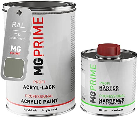 MG PRIME RAL 7033 Grigio cemento/Cement grey satinato Vernice acrilica 1,5 litri / 1500 ml in barattolo incl. indurente