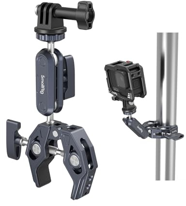 SMALLRIG Camera Mount Clamp, Ballhead Magic Arm and Adapter for Gopro, Camera Monitor Mount with 1/4-20, 3/8-16 Threaded Holes, Super Clamp for Gopro/DSLR/Stabilizer