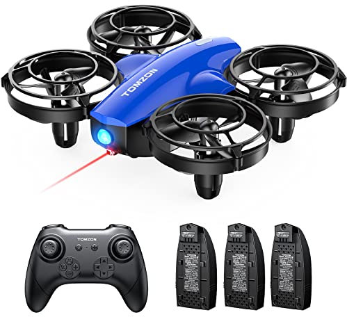 Tomzon A24 Mini Drone per Bambini, Telecomandato con 3 Batterie 24 Min di Volo, Battle Giocattolo per Principianti, Quadricottero con 360° Protezione, Modalità Lancio/3D Flip/Rotazione, Blu