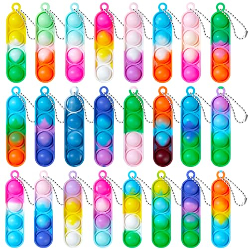 HOUT 24 Stück Partytütenfüller für Kinder, Uni, Popit-Popit-Poppets, ADHS, Fidget-Spielzeug für Erwachsene, Angstlinderung, Kinder-Partygeschenke, Fidget-Schlüsselanhänger, Partytütenspielzeug,