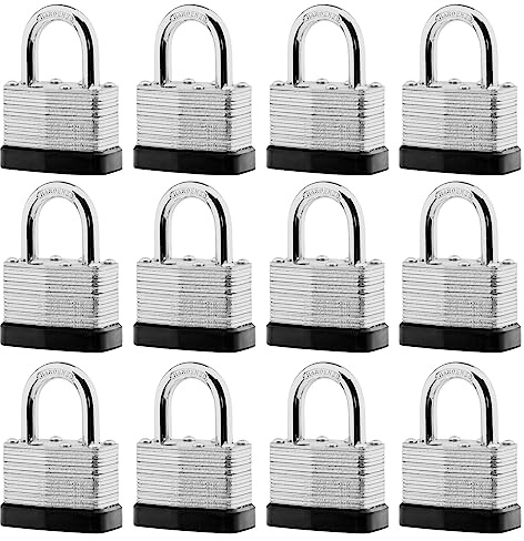 SafiSwords 12-Pack Keyed Alike Laminated Steel Padlocks Keys, 1-3/4 Wide, Heavy Duty Pad Lock Set with Same Keys