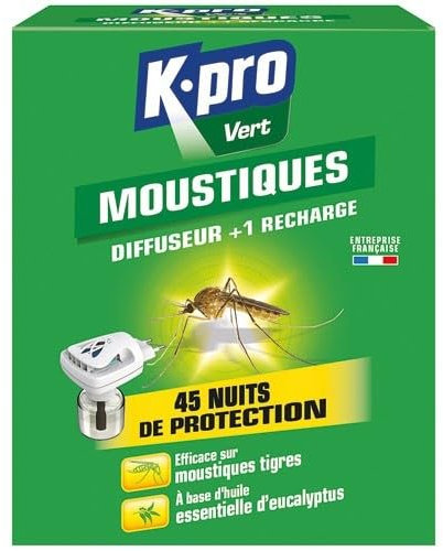K.PRO Vert - Diffuseur électrique anti moustiques + Recharge X1