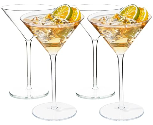 HAHASHOW Incassable Verres à Cocktails Tritan-Plastique Gobelets Verres, Verres à Martini, Margarita, Mojito, 260ml, Lot de 4