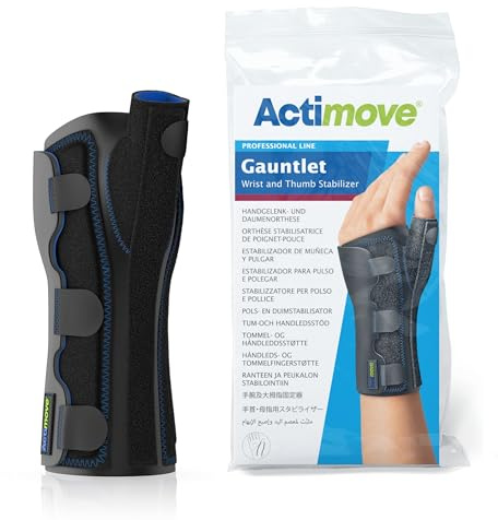 Actimove Professional Line Gauntlet Wrist and Thumb Stabiliser, Right/Left Hand, Black, Large