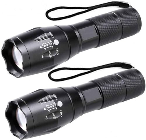Besjaar Lampe Torche LED Ultra Puissante LED 2 Pièces Avec Lumens Élevés, Lampe De Poche Tactiques Hautes Lumens Avec 5 Modes, Étanche IP65