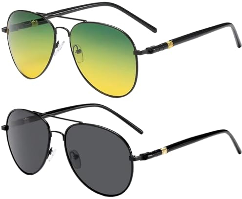TYXHXTF 2 Stück Polarisierte Sonnenbrille Herren/Damen,Herren Polarisiert Pilotenbrille,Sunglasses Men,Klassische Retro UV400 Schutz Polarized Sunglasses,Sportarten Mode Sonnenbrille