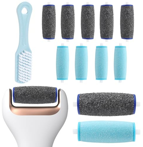 11 PCS Hornhautentferner Ersatzrollen Kompatibel mit Scholl Velvet Smooth Ersatzköpfen zum Entfernen Harter Haut Ersatzrollen Hornhautentferner nklusive 6 extra groben und 5 regulären groben
