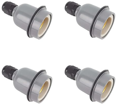 LNGJIN 4 piezas Portalámparas, PortalámparasE27, CasquilloE27, PortalámparasE27 negro, PortalámparasE27 resistente al agua, impermeable, con aislamiento térmico, interfaz estándar E27