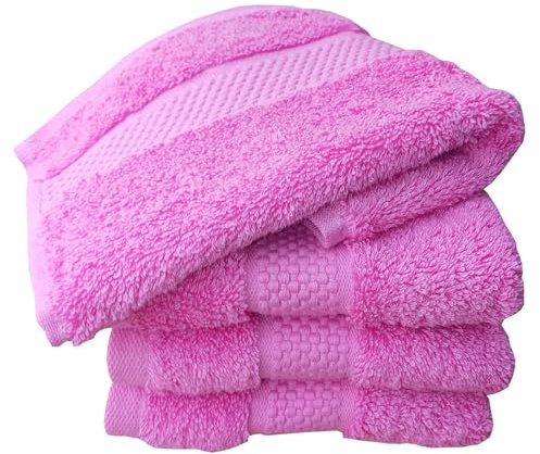 Sue Rossi Face Cloths Pack of 4, Turkish Combed Cotton, 30cm x 30cm, Soft, Absorbent & Quick Dry Wash Cloth Flannels Set Of Bathroom Towels (1, Pink)