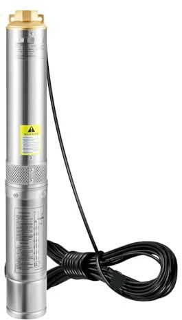 WAFOHSR Submersible Pump Deep Well Submersible Pump Stainless Steel Water Pump Wide Application(750W 100L per min)