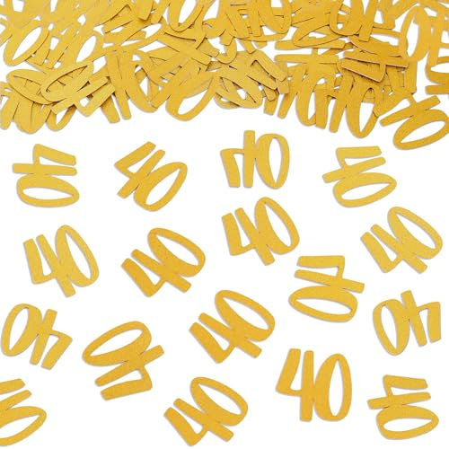 Gold Glitter 40th Birthday Confetti - Forty Birthday Confetti Paper Scatter Party Table Decor, Happy 40th Anniversary Party Decor (Gold Glitter 40th 100pcs)